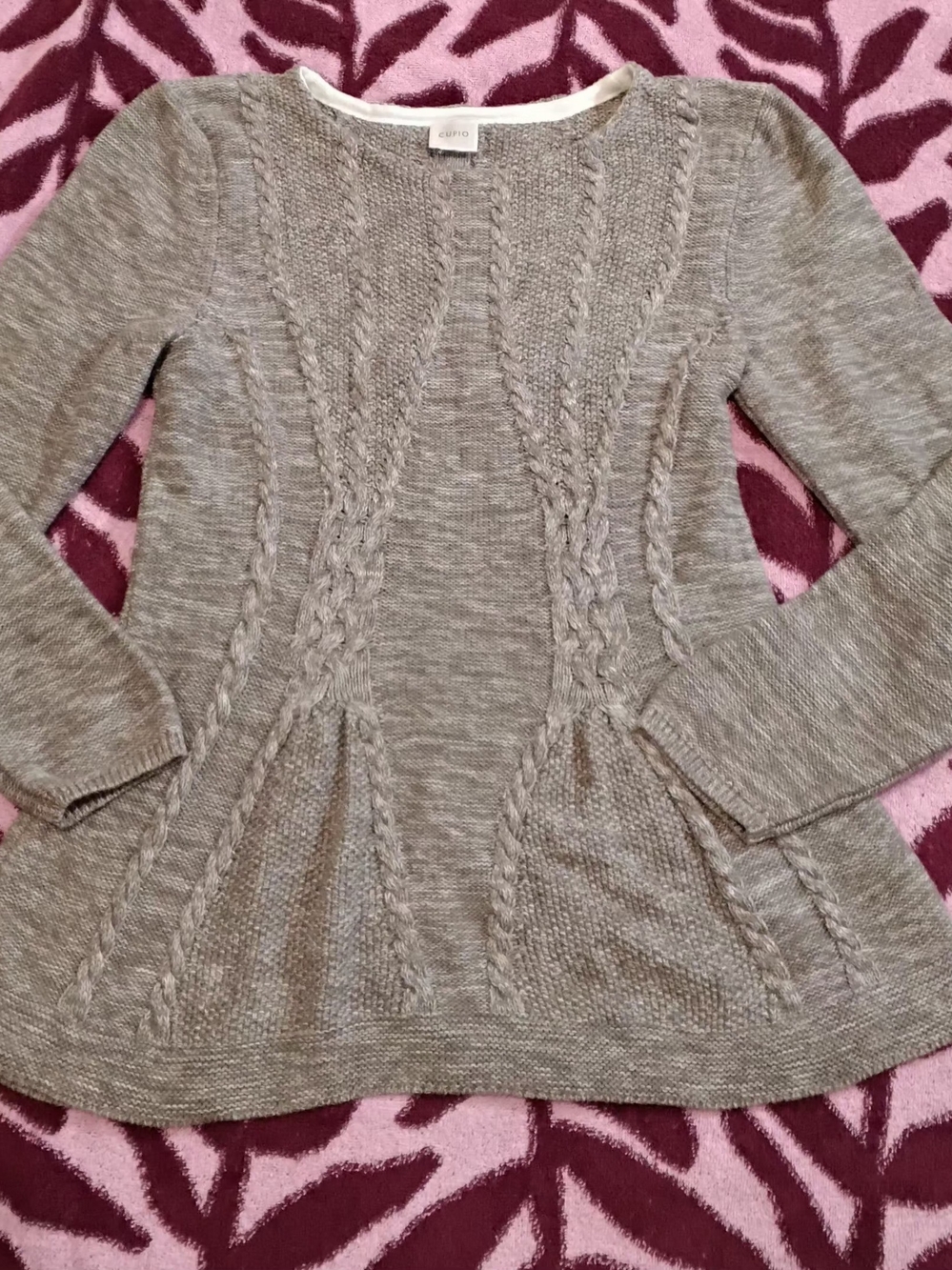 Cupio Cable-Knit Women's Peplum Sweater - Cream/Beige Size MED